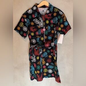Disney Parks Pixar Coco Dia de los Muertos zip dress marigold print size 11/12